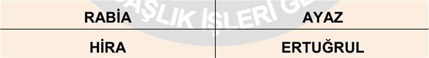 Türkiye'de en çok tercih edilen isimler
