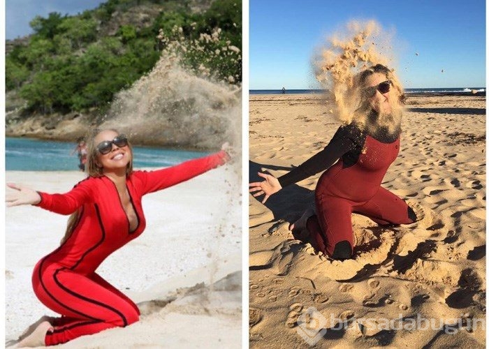 Ünlülerin fotoğraflarıyla dalga geçen kadın