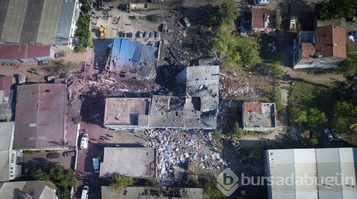 Bursa'da patlama bölgesi havadan böyle görüntülendi
