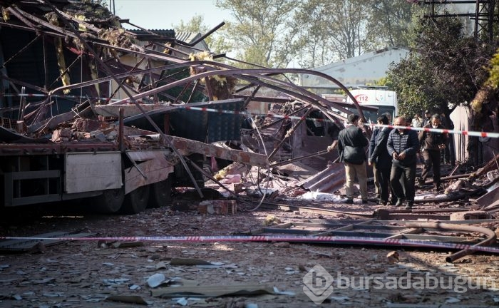 Bursa'da patlama bölgesi havadan böyle görüntülendi
