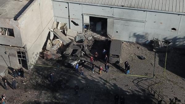 Bursa'da patlama bölgesi havadan böyle görüntülendi
