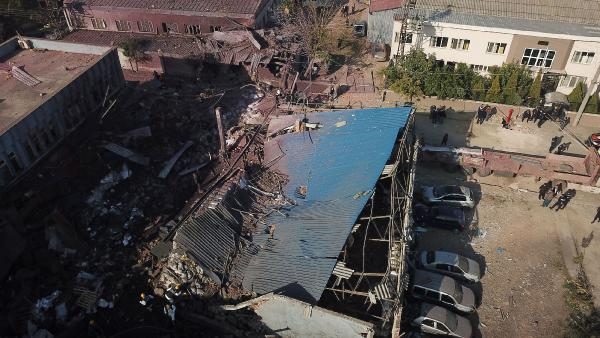 Bursa'da patlama bölgesi havadan böyle görüntülendi
