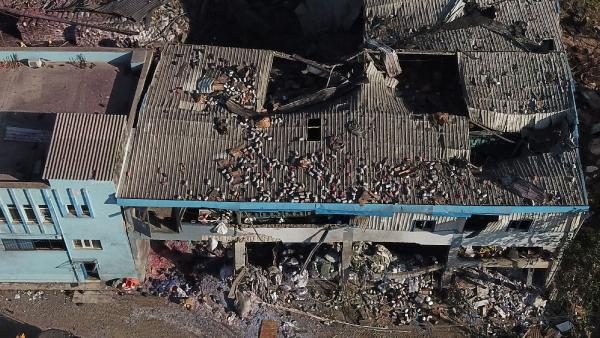 Bursa'da patlama bölgesi havadan böyle görüntülendi

