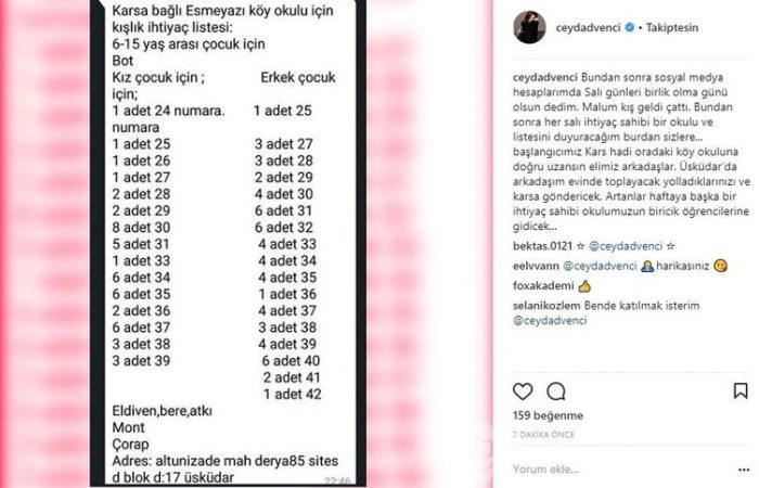 Ünlülerin İnstagram paylaşımları (14.11.2017)