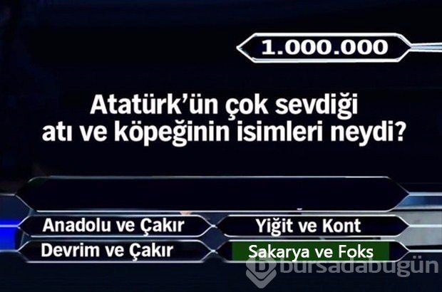 İşte 1 milyonluk 11 final sorusu