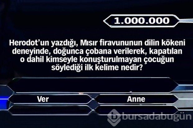 İşte 1 milyonluk 11 final sorusu