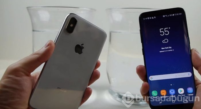 iPhone X'i su dolu kaba koyup, dondurdular!