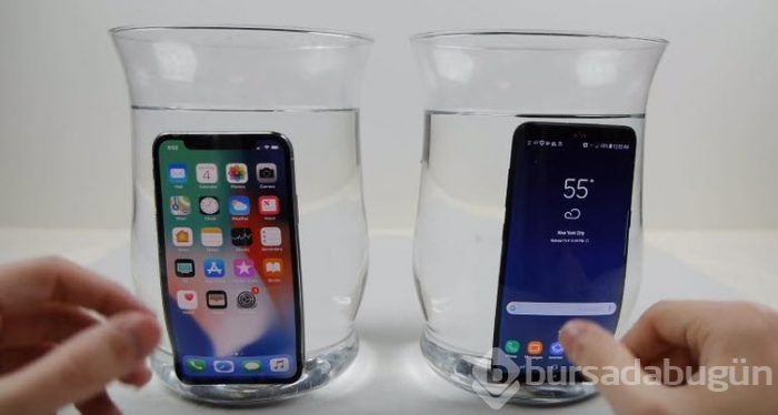 iPhone X'i su dolu kaba koyup, dondurdular!