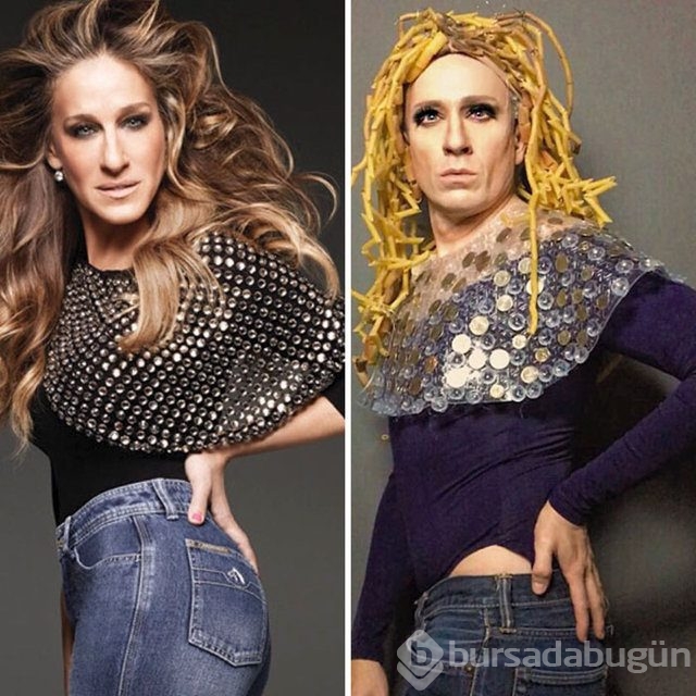 Ünlülerin fotoğraflarını taklit eden adam