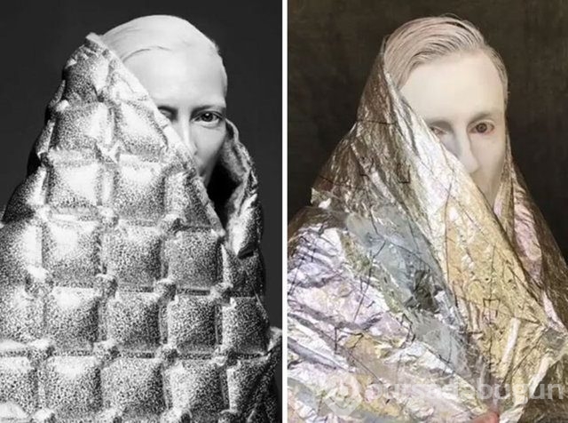 Ünlülerin fotoğraflarını taklit eden adam