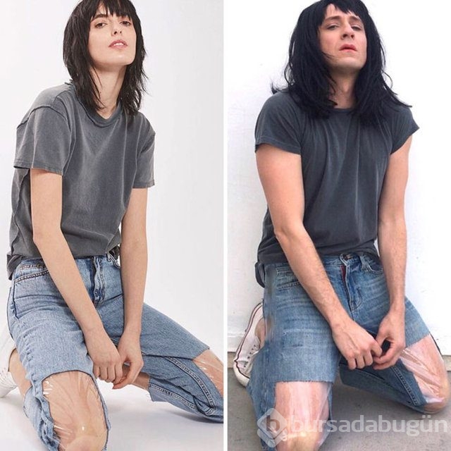 Ünlülerin fotoğraflarını taklit eden adam