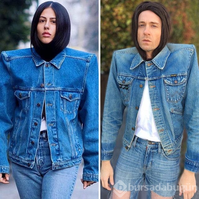 Ünlülerin fotoğraflarını taklit eden adam