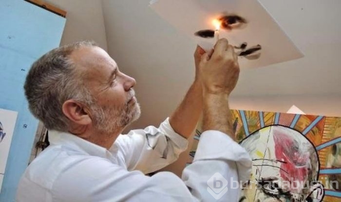 Bu resimleri ateşle çiziyor!