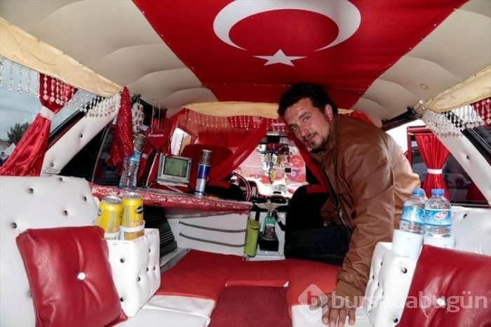 Otomobilini "Kartal Palas"a çevirdi