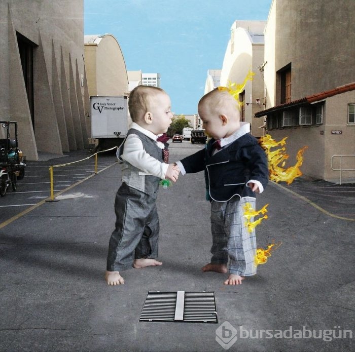 İkiz babasından yaratıcı fotoğraf projesi