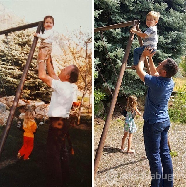 Yıllar sonra aynı fotoğrafları canlandırdılar!