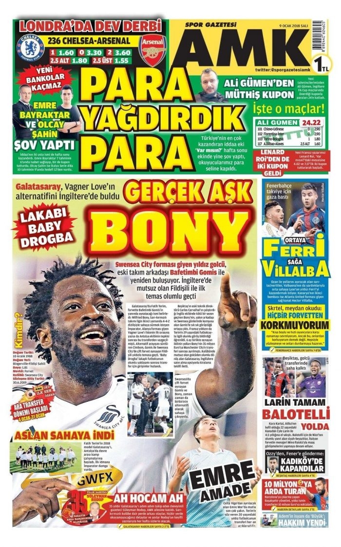 Günün spor gazeteleri (9 Ocak 2018)

