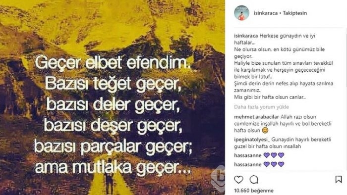 Ünlülerin Instagram paylaşımları (15.01.2018)
