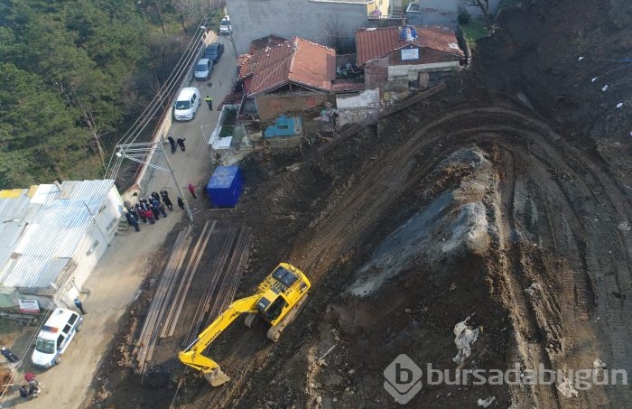 Bursa'da heyelan bölgesi drone ile görüntülendi 