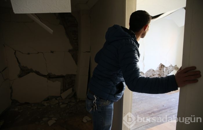 Bursa'da heyelan bölgesi drone ile görüntülendi 
