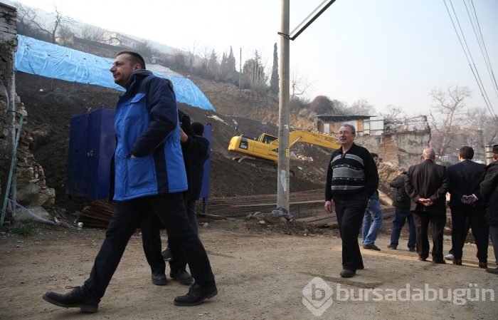 Bursa'da heyelan bölgesi drone ile görüntülendi 