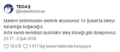 Tedaş`dan komik tweet`ler
