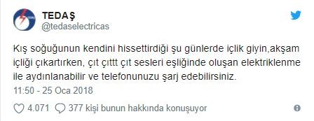 Tedaş`dan komik tweet`ler
