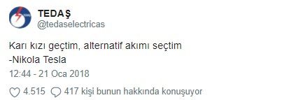 Tedaş`dan komik tweet`ler
