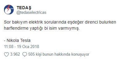 Tedaş`dan komik tweet`ler
