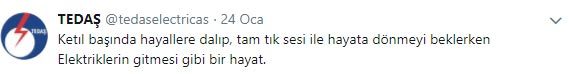 Tedaş`dan komik tweet`ler
