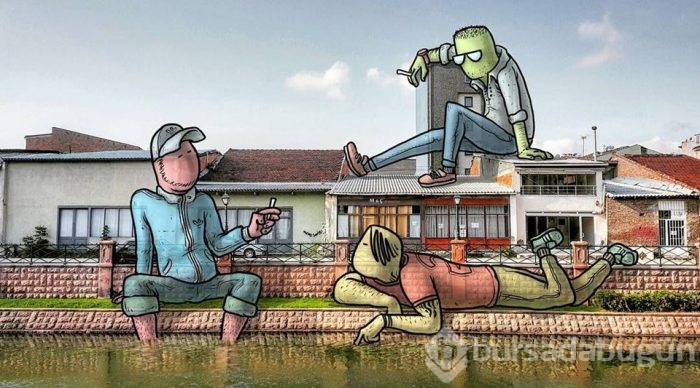 Dev illüstrasyonlarla sokakların hikayeleri
