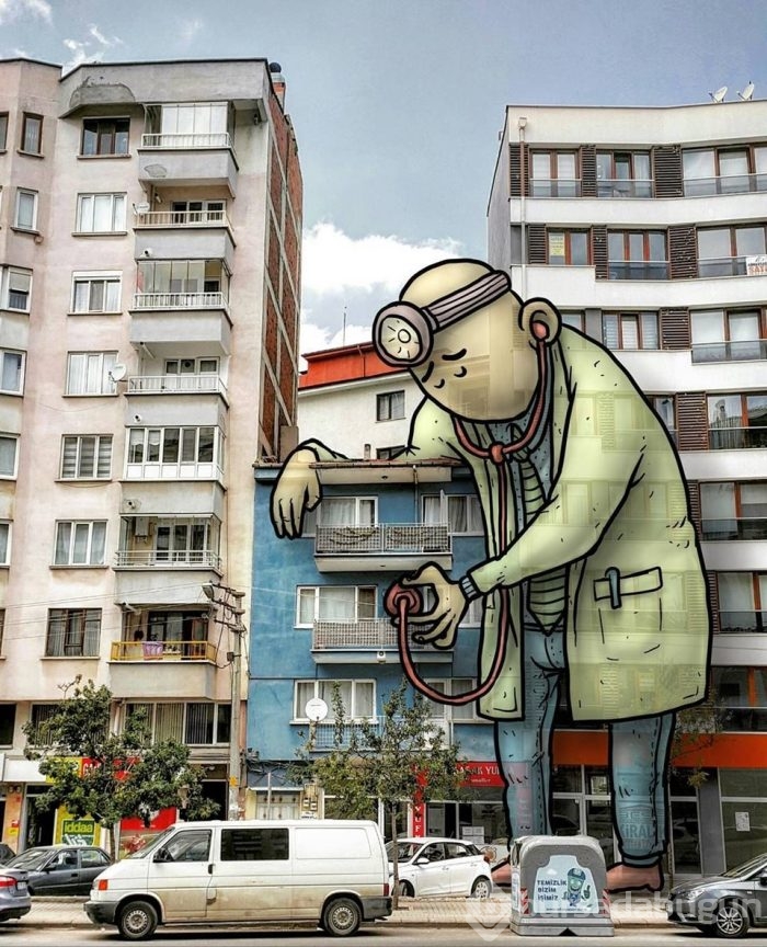 Dev illüstrasyonlarla sokakların hikayeleri
