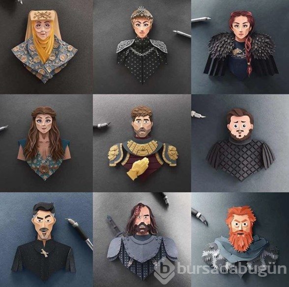 Kağıttan Game of Thrones karakterleri
