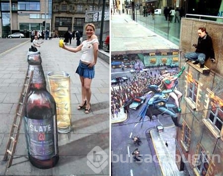 Sokaklar 3D boyama sanatıyla güzelleşti