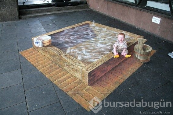Sokaklar 3D boyama sanatıyla güzelleşti