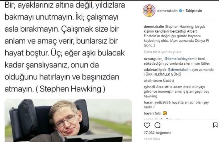 Ünlü isimlerin Instagram paylaşımları (14.03.2018)