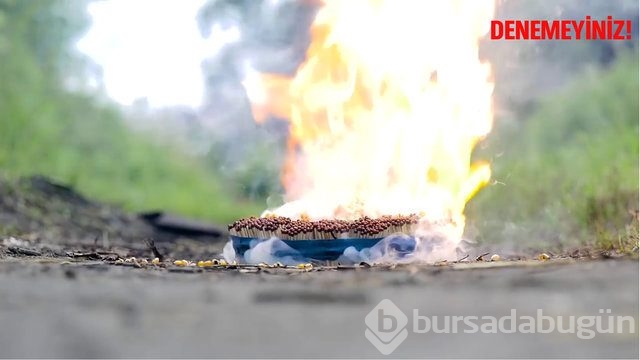 42 bin kibritten yaptığı küreyi ateşe verdi!
