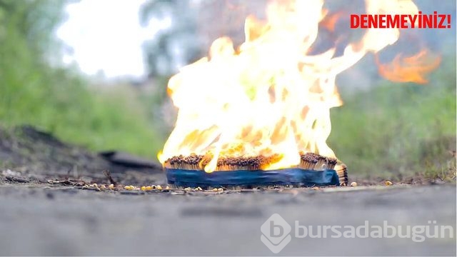 42 bin kibritten yaptığı küreyi ateşe verdi!
