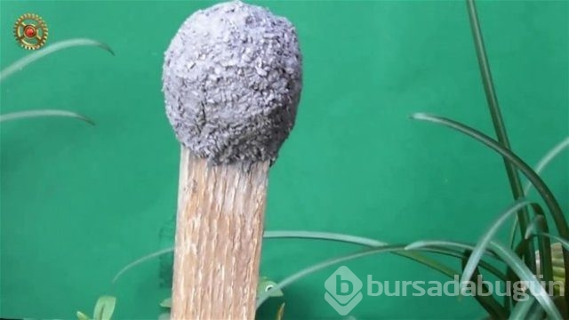 42 bin kibritten yaptığı küreyi ateşe verdi!
