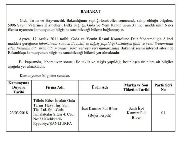 Bakanlık, 173 firmaya ait hileli ürünleri kamuoyuna açıkladı 