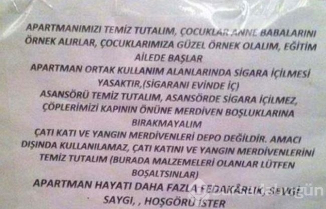 Apartman yöneticilerin ilginç ilanları
