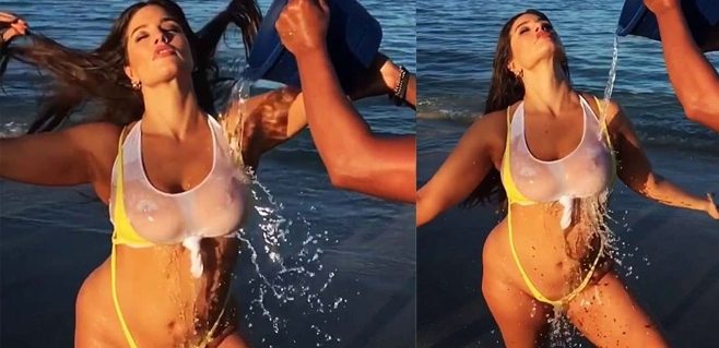 Ashley Graham sırılsıklam!