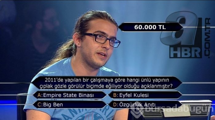 'Kim milyoner olmak ister'de değeri en az 15 bin TL olan sorular
