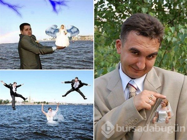 Rusya'dan tuhaf düğün fotoğrafları