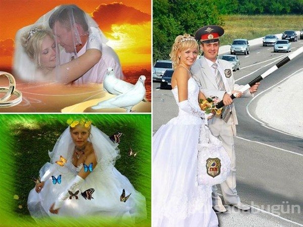 Rusya'dan tuhaf düğün fotoğrafları