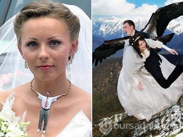Rusya'dan tuhaf düğün fotoğrafları
