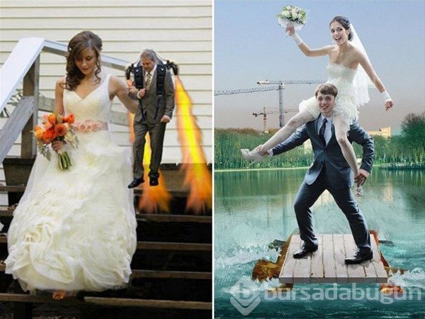 Rusya'dan tuhaf düğün fotoğrafları