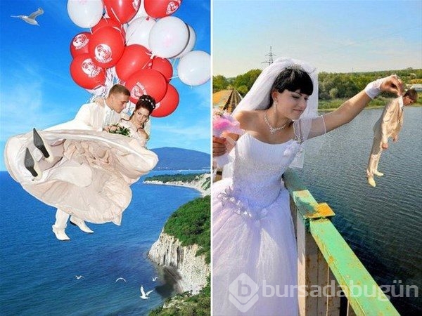Rusya'dan tuhaf düğün fotoğrafları