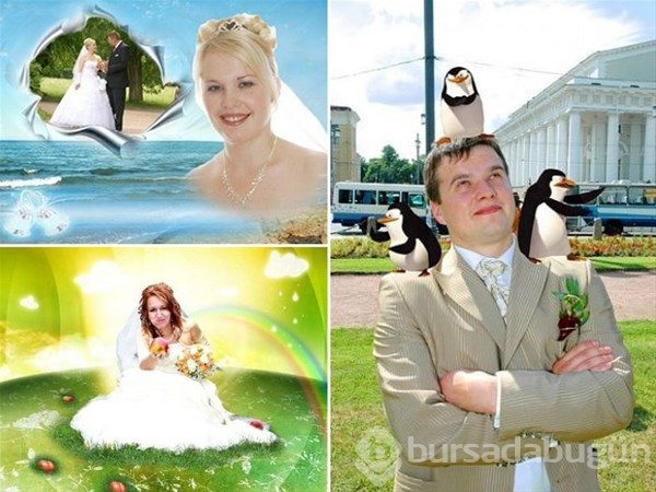 Rusya'dan tuhaf düğün fotoğrafları