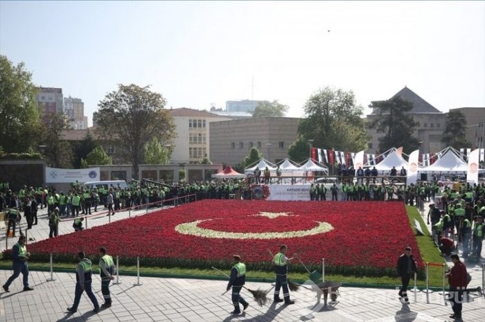 Türk Bayrağı temalı lale peyzajı dünya rekoru kırdı